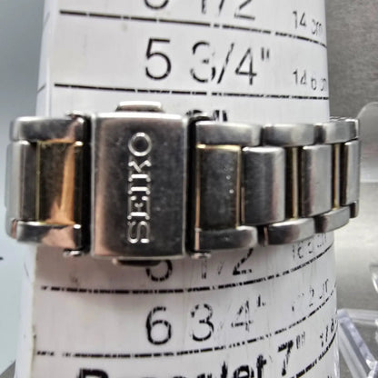 Seiko Solar Watch Women 29mm Silver Dial Two Tone Date Round V137-0BH0 Runs JP10