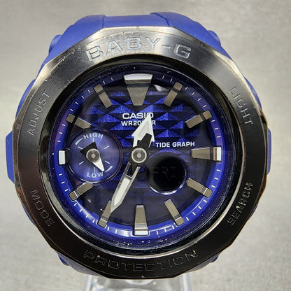 Casio BabyG BGA225G Watch Women 45mm Blue Tone Analog Digital Round New Batt1