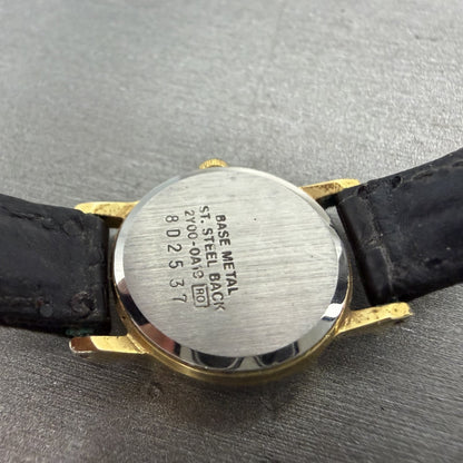 Seiko Watch Women 20mm Gold Dial Gold Tone Round 2y00-0A19 New Battery Vintage9