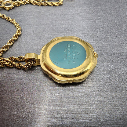 Seiko Necklace Watch Women 21mm Champagne Dial Gold Tone 1f210a10 New Battery8