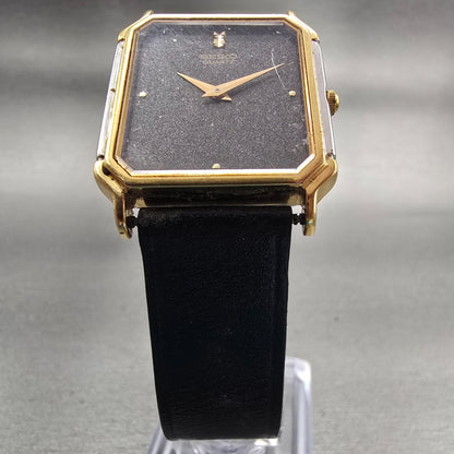 Seiko Watch Men 26mm Black Dial Two Tone Rectangle 5P30-5A79 New Battery Vintage5