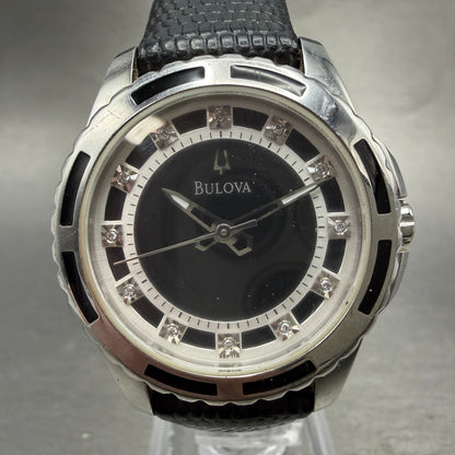 Bulova Watch Women 32mm MOP Dial Silver Tone Round Diamond 98P118 New Battery0
