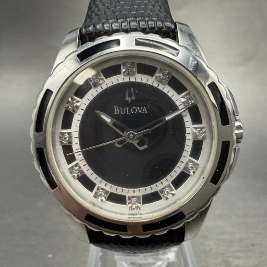 Bulova Watch Women 32mm MOP Dial Silver Tone Round Diamond 98P118 New Battery0