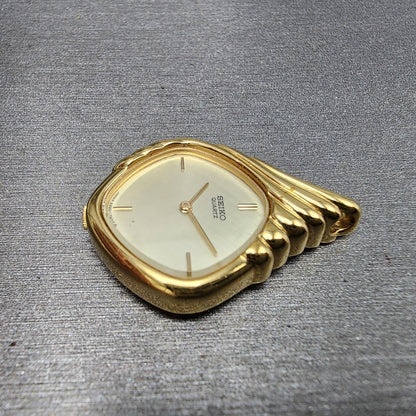 Seiko Necklace Watch Women 24mm Champagne Dial Gold Tone 23205940 New Battery5