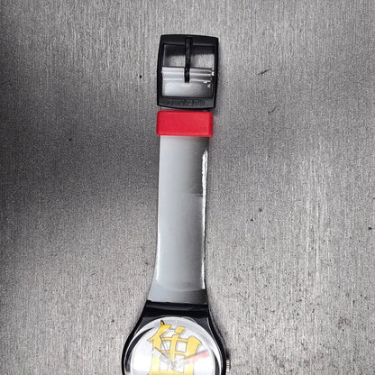 Swatch Prosperous Fish Mens Watch 34mm White Dial Black Tone Round GB226 New Bat11