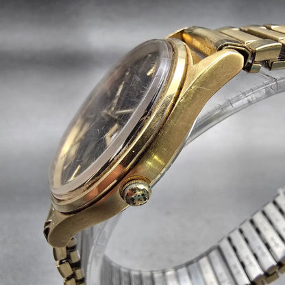 Seiko Watch Men 35mm Black Dial Gold Tone Daydate Round 7N43-8A39 New Battery2