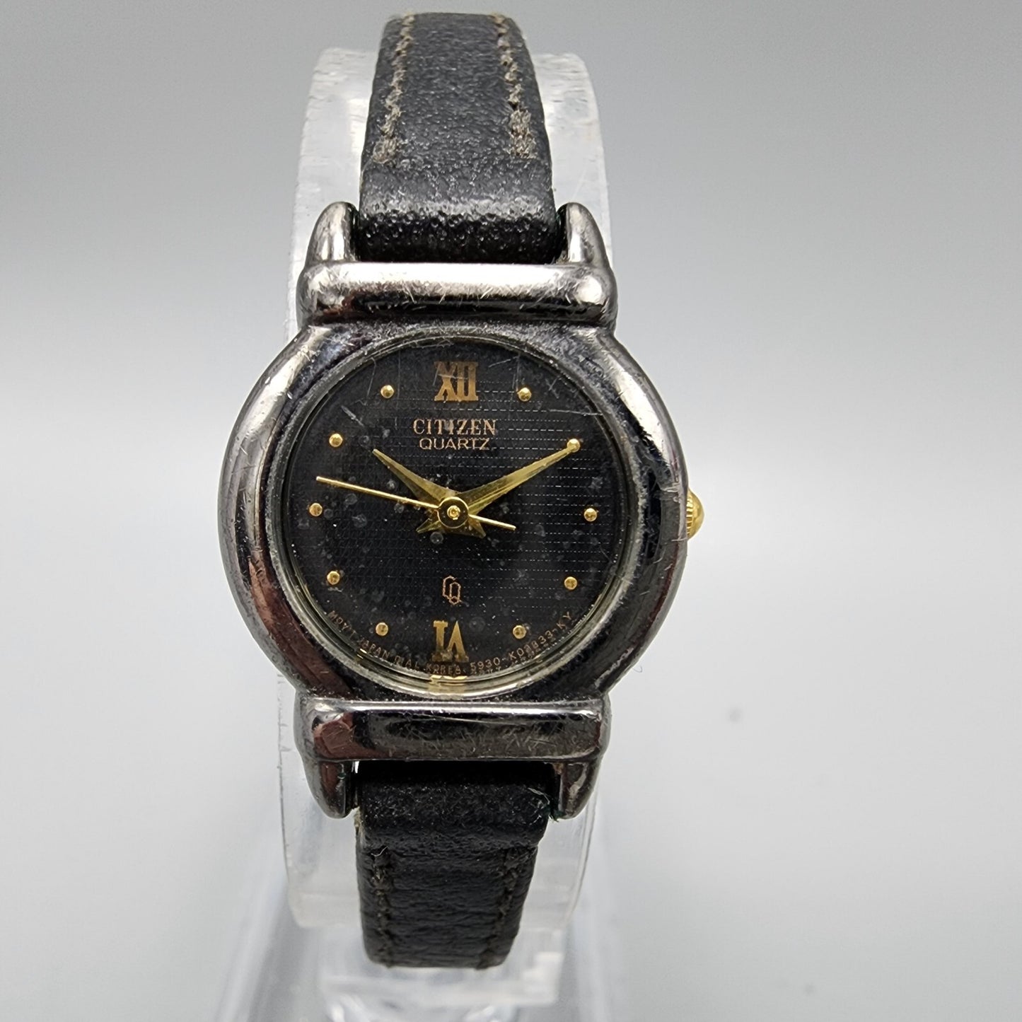 VTG Citizen CQ Watch Women 19mm Black Dial Black Tone 5930-K01060 New Battery