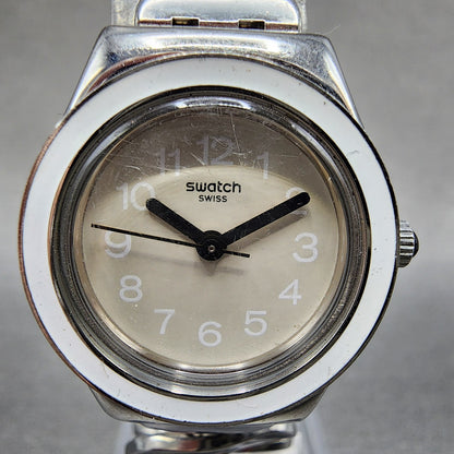 Swatch Irony Pinussina Watch Women 25mm Cream Dial Steel Round YSS256G New Batt1