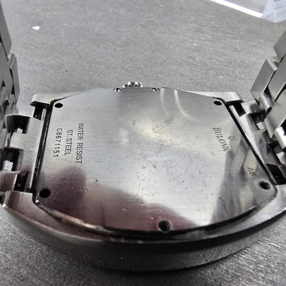 Bulova Chronograph Watch Men 40mm Black DIal Steel Date 96G59 PARTS10