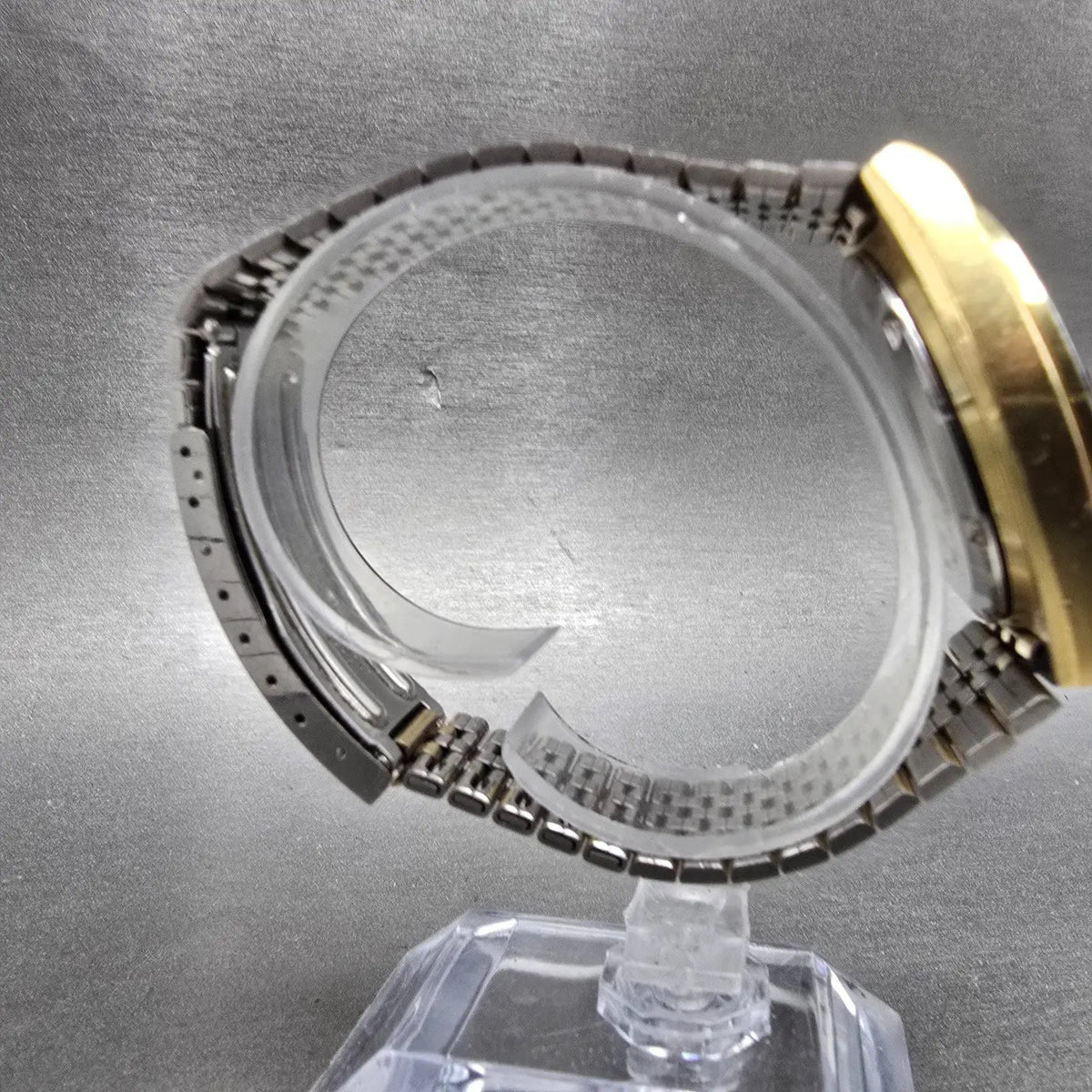 Seiko SQ Watch Men 36mm Black Dial Gold Tone Daydate Round 7546-8419 PARTS9