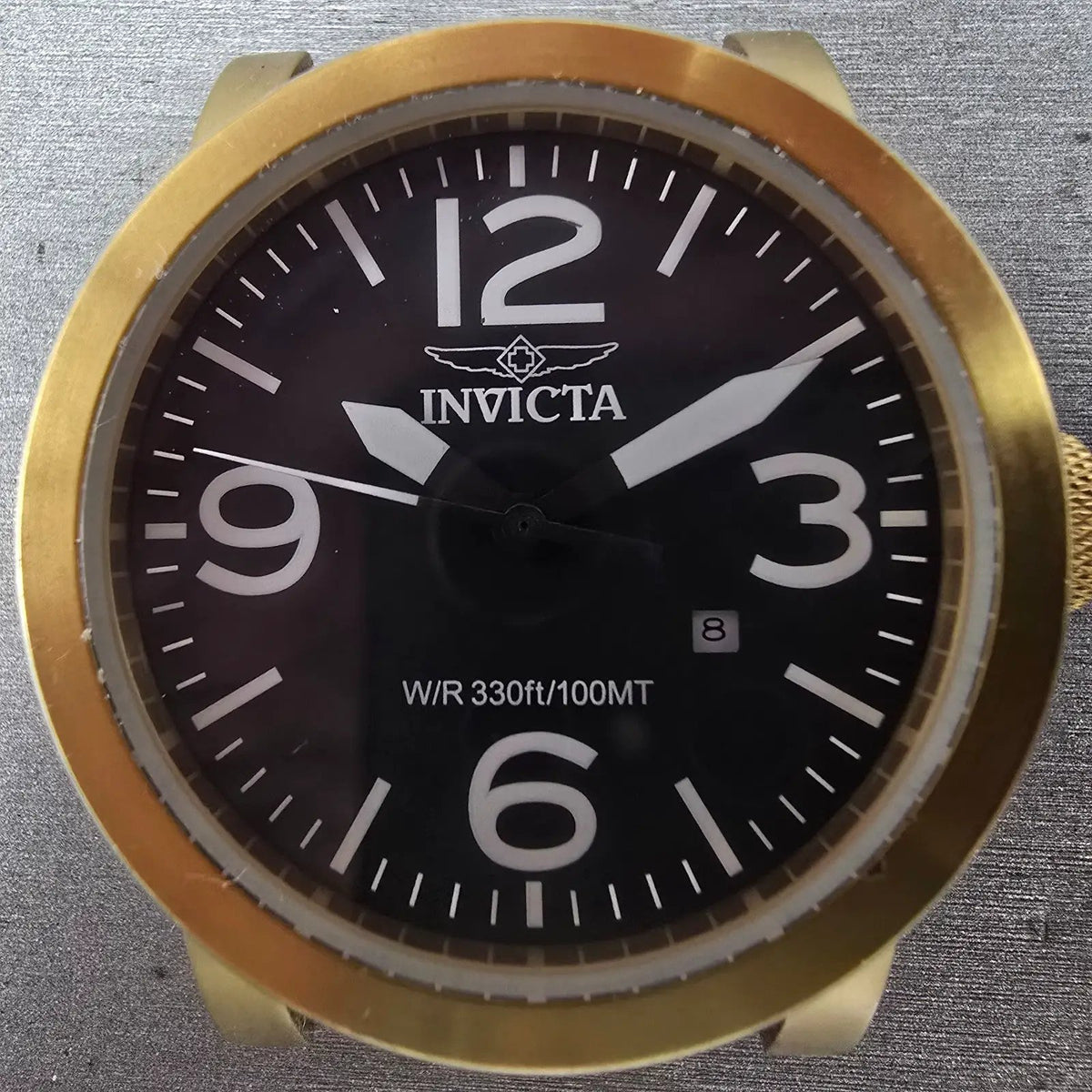 Invicta I Force Watch Men 46mm Black Dial Gold Tone Date Round 0852 New Batt1