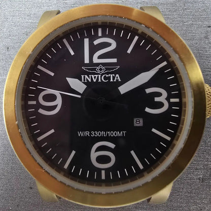 Invicta I Force Watch Men 46mm Black Dial Gold Tone Date Round 0852 New Batt1