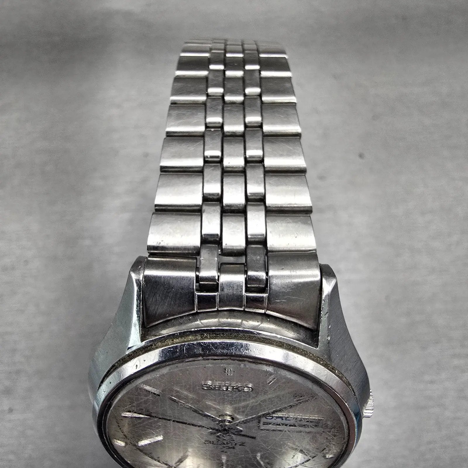 Seiko SQ Watch Men 36mm Silver Dial Silver Tone Daydate Round 4633-8029 New Batt4