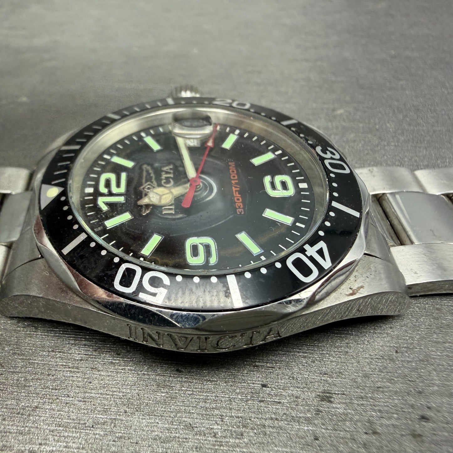 Invicta Diver Watch Men 43mm Black Dial Steel Date Round 6499 PARTS6