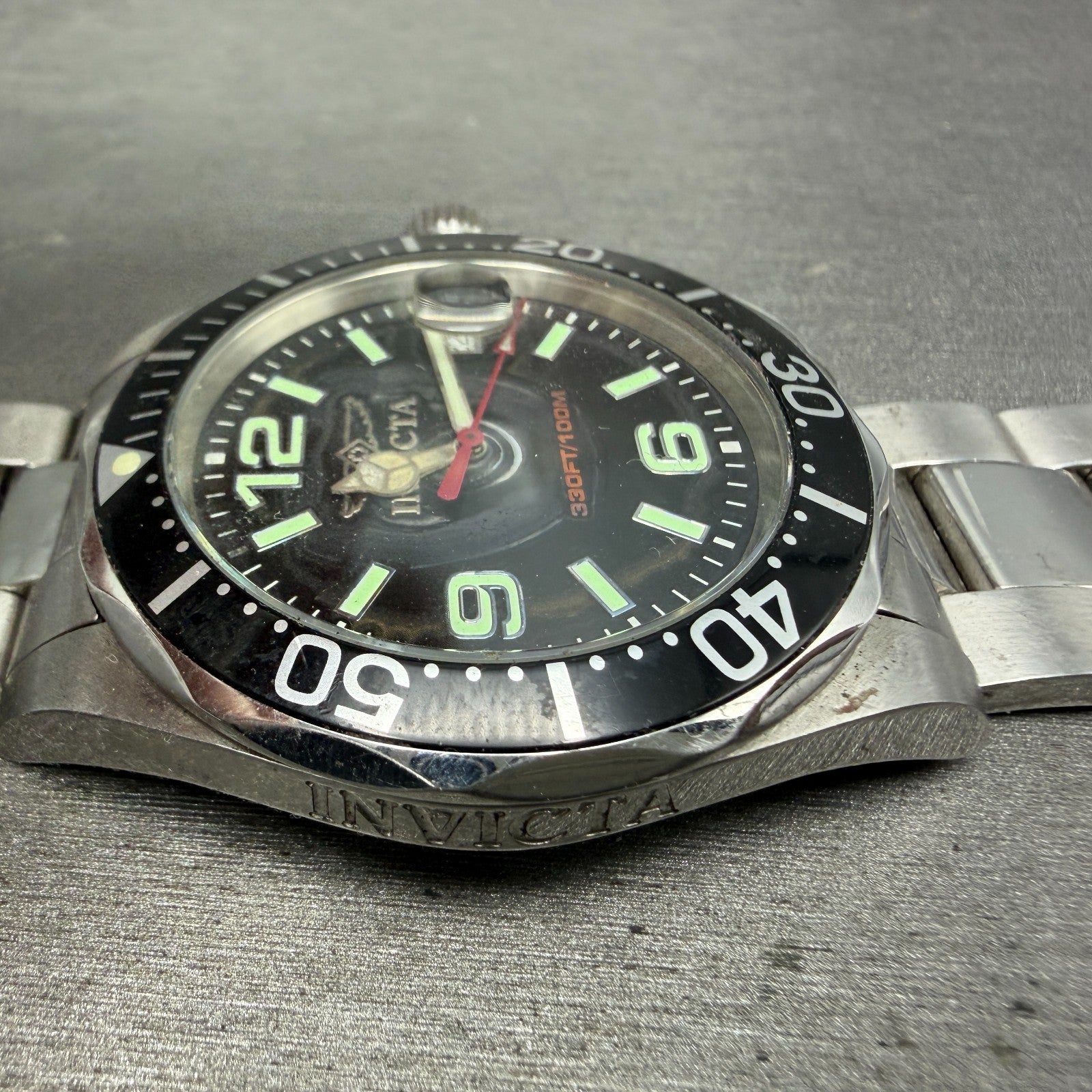 Invicta Diver Watch Men 43mm Black Dial Steel Date Round 6499 PARTS6