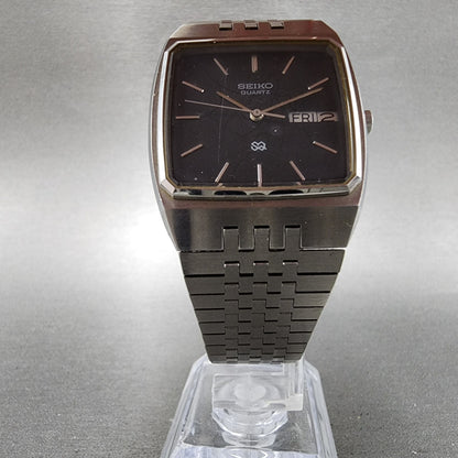 Seiko SQ Tank Watch Men 31mm Black Dial Silver Tone Daydate 82235169 NewBattery5