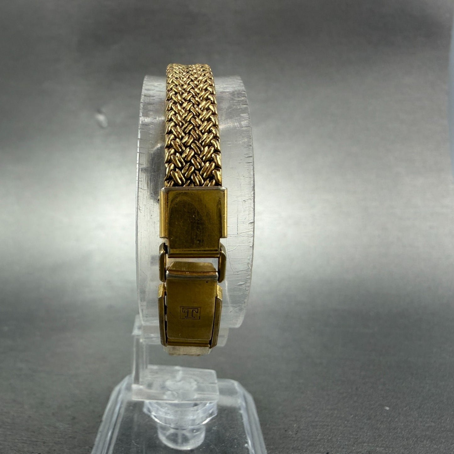 Tissot Watch Women 16mm Gold Dial Gold Plated Octagon mesh Band PARTS8