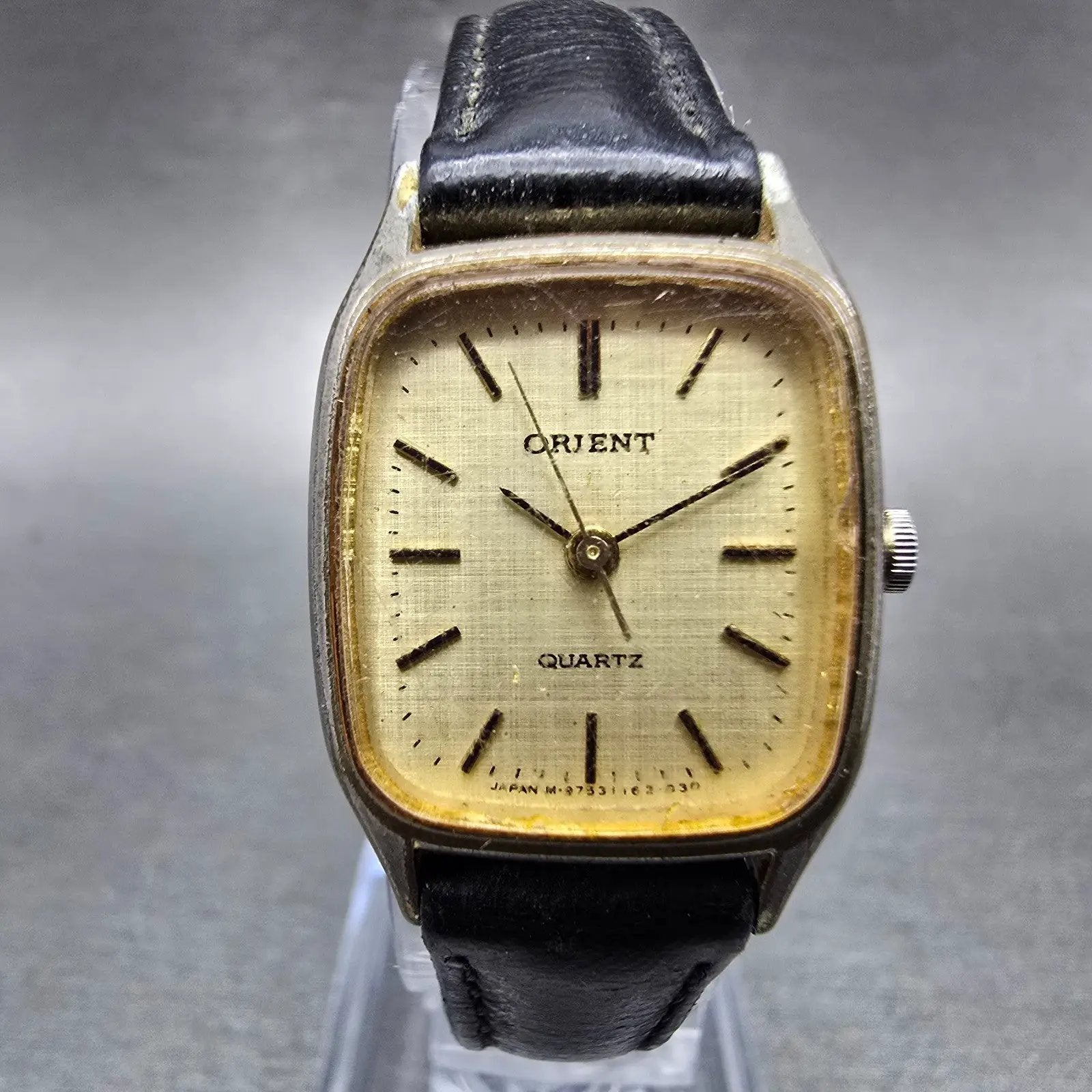 Orient Tank Watch Women 20mm Champagne Dial Gold Tone Rectangle New Battery VTG0