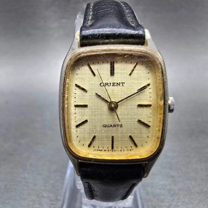 Orient Tank Watch Women 20mm Champagne Dial Gold Tone Rectangle New Battery VTG0