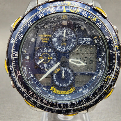 Citizen Navihawk Blue Angels Watch Men 42mm Blue Dial Steel C300 New Battery