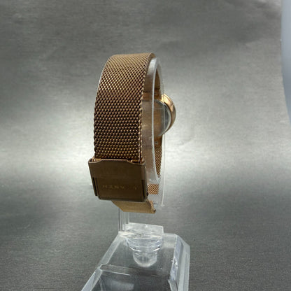 Skagen Watch Women 25mm Brown MOP Dial Rose Gold Tone Round New Batt Mesh Band7
