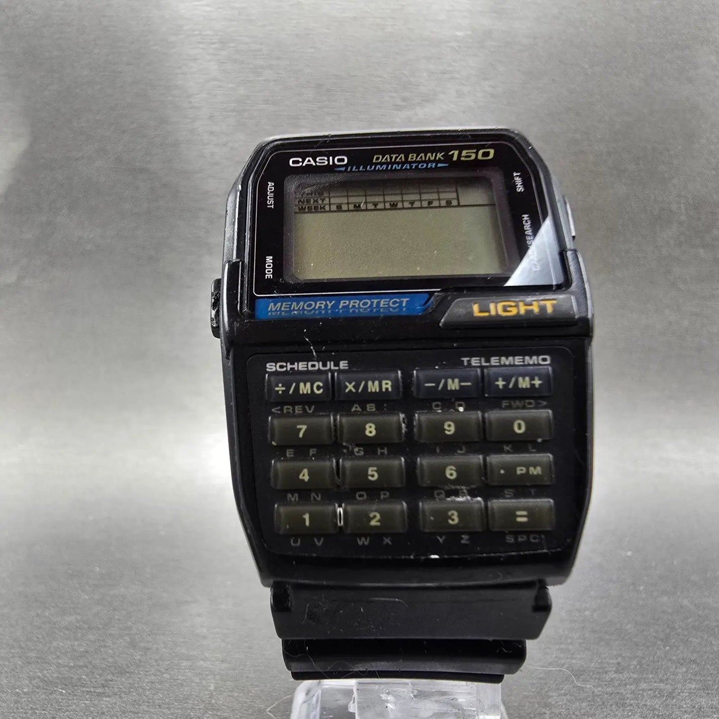 Casio DBC-150 Data Bank Calculator Watch Men 35mm Black Rectangle PARTS VTG7