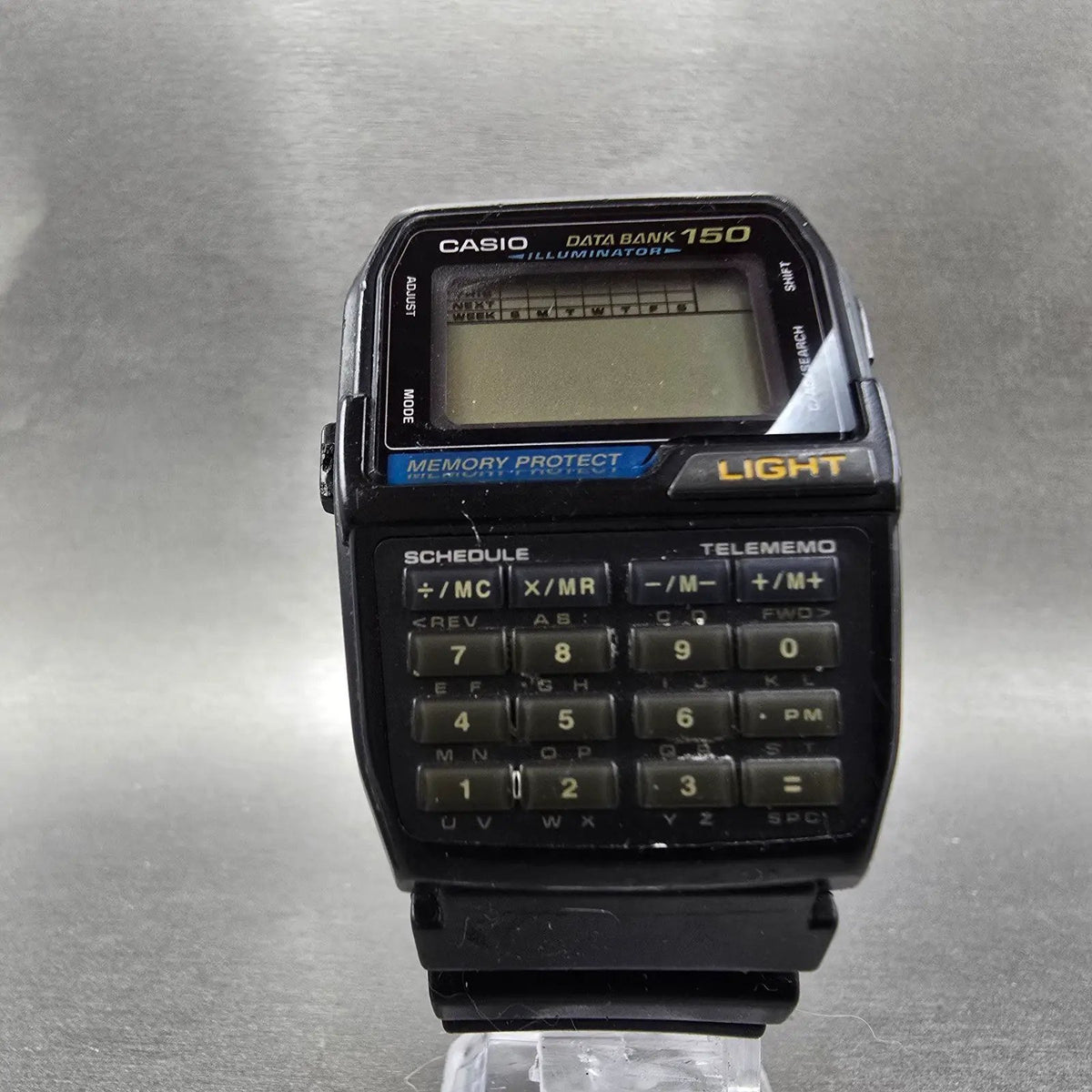 Casio DBC-150 Data Bank Calculator Watch Men 35mm Black Rectangle PARTS VTG7