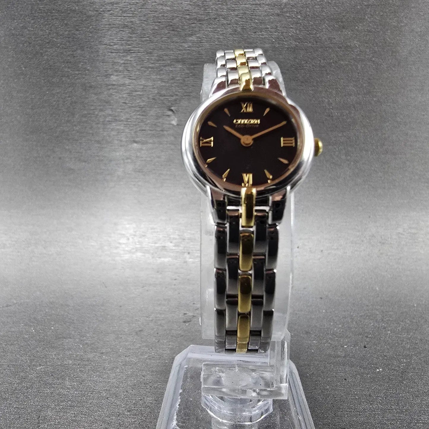 Citizen Eco-Drive Watch Women 21mm Black Dial Two Tone Round B023-S056501 Runs5