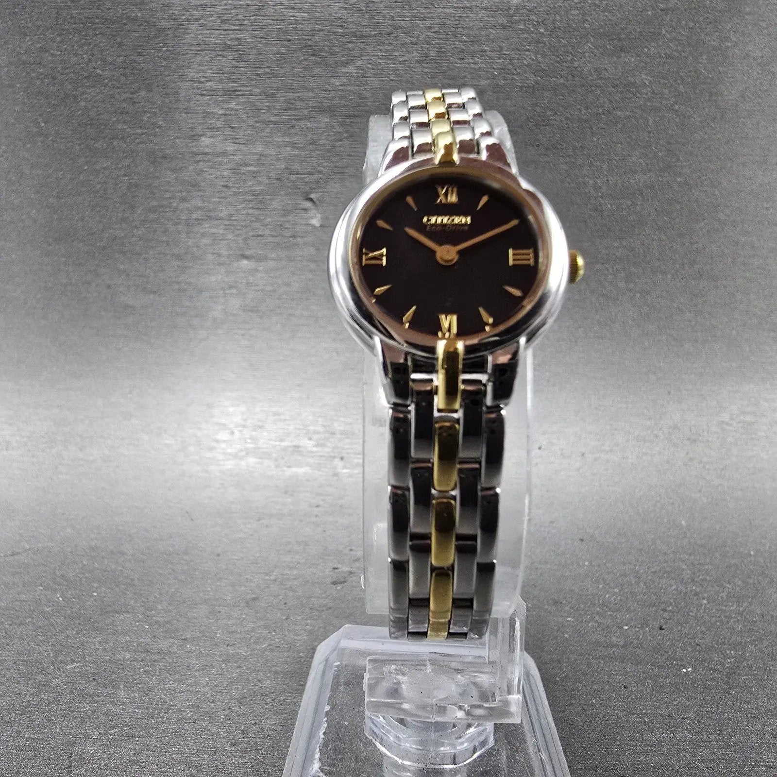 Citizen Eco-Drive Watch Women 21mm Black Dial Two Tone Round B023-S056501 Runs5
