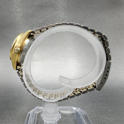 Seiko SQ Watch Women 25mm Champagne Dial Gold Tone Daydate Round New Battery