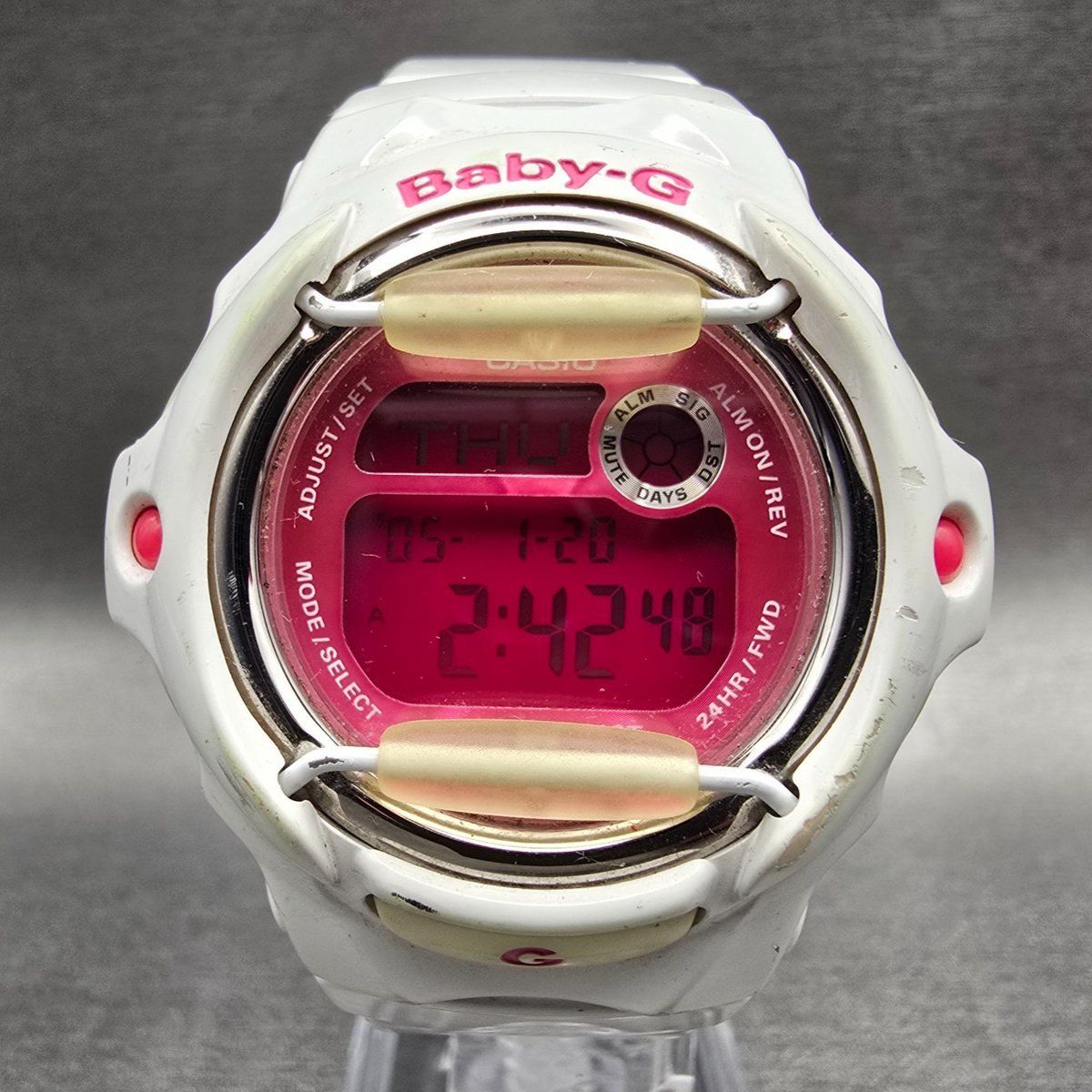 Casio Baby-G BG-169R Watch Women 43mm Pink Dial White Chrono Alarm New Battery P0