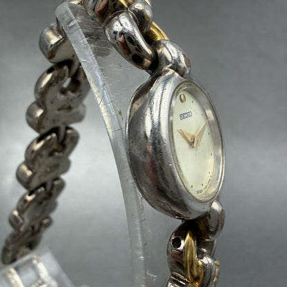 Seiko Watch Women 18mm White Dial Two Tone Round Y150-0M69 New Battery Vintage3