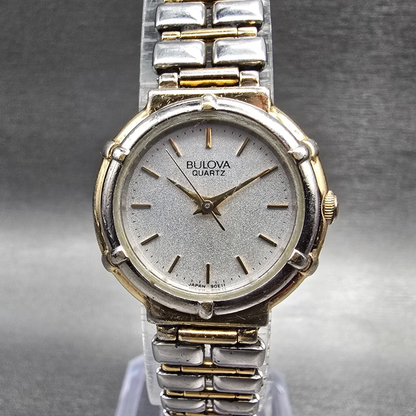 Bulova Watch Women 24mm Silver Dial Two Tone Round 90E11 New Battery0