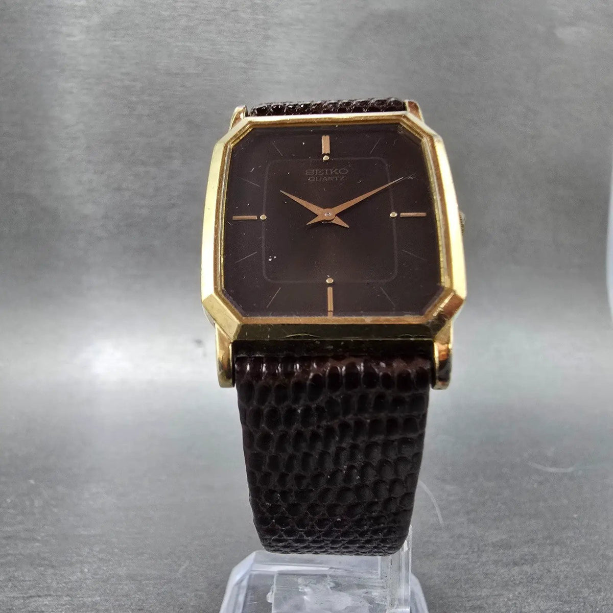 Seiko Tank Watch Men 26mm Brown Dial Gold Hexagon 5P30-5079 PARTS Vintage6