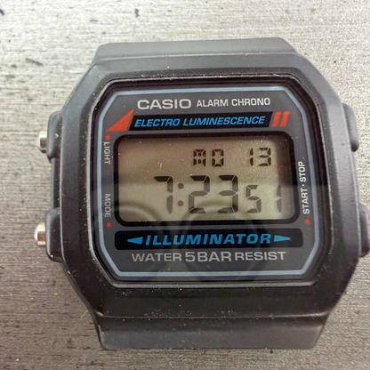 Casio Illuminator W-86 Watch Men 37mm Digital Black Alarm Chrono READ!! New batt1
