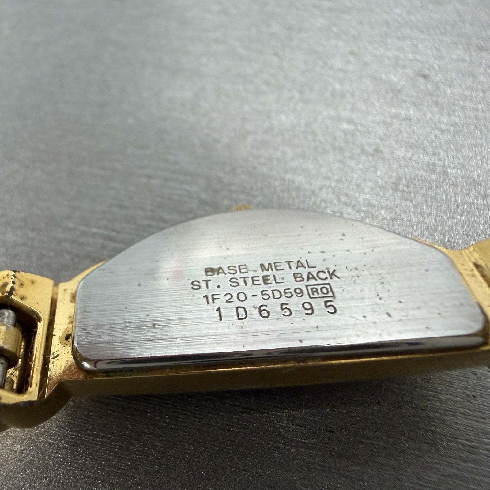 Seiko Halfmoon Watch Women 14mm Gold Dial Gold Tone Asymmetrical New Battery BV59