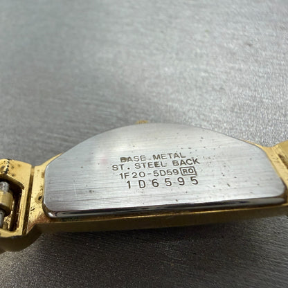 Seiko Halfmoon Watch Women 14mm Gold Dial Gold Tone Asymmetrical New Battery BV59