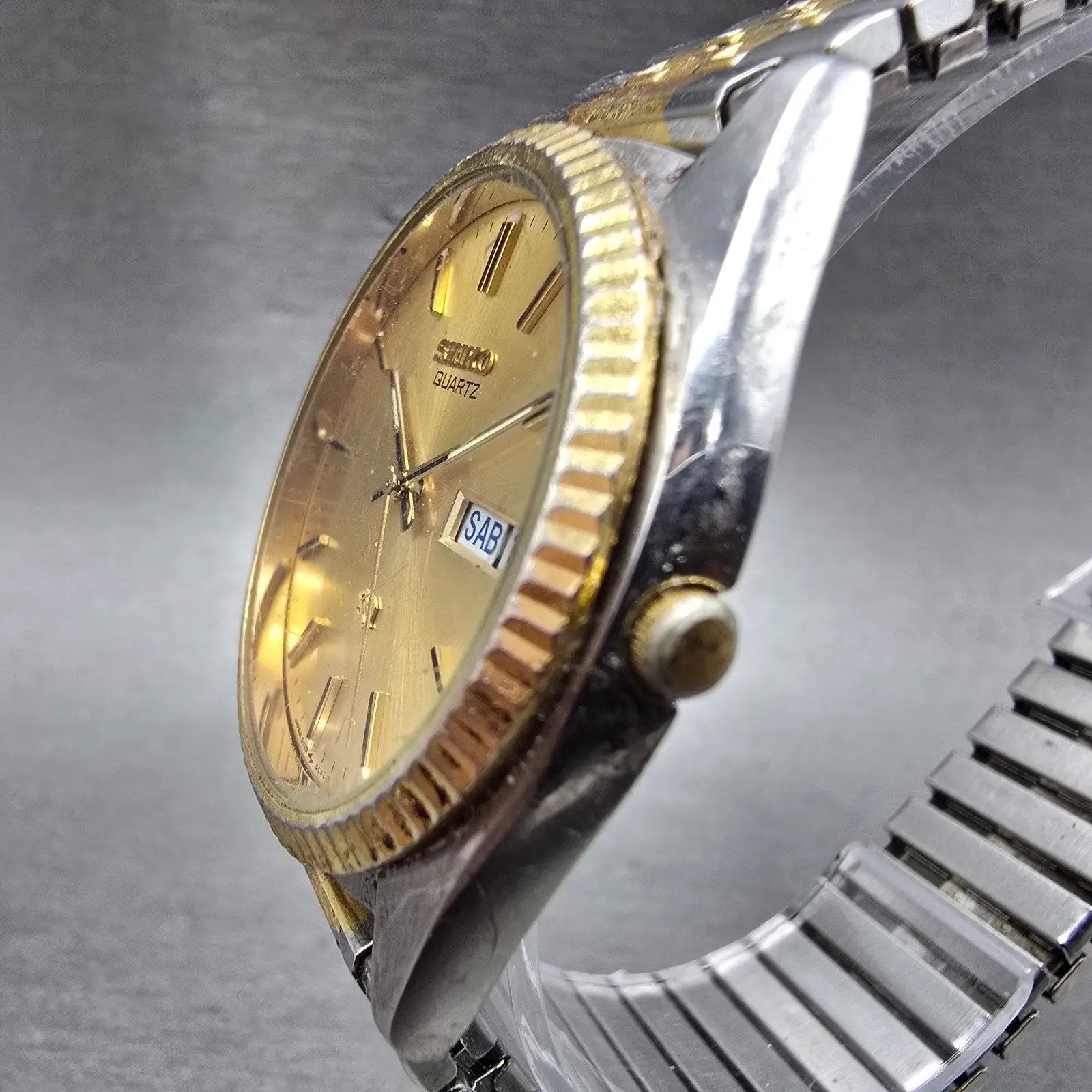 Seiko SQ President Watch Men 36mm Champagne Dial TwoTone Daydate 5Y23-8A60 PARTS4