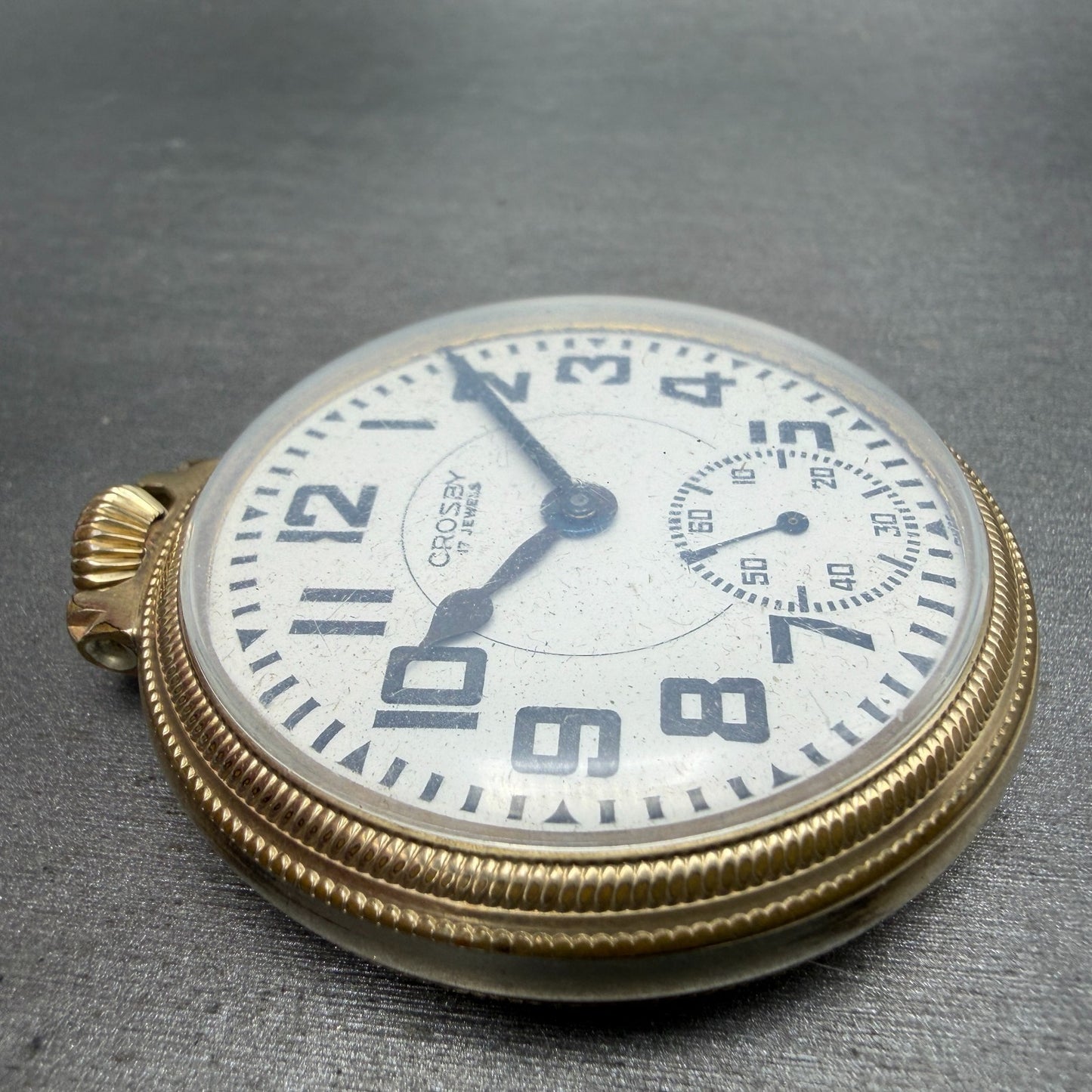 Crosby Pocket Watch 50mm White Dial Gold Plated Manual Wind 17 Jewels PARTS4