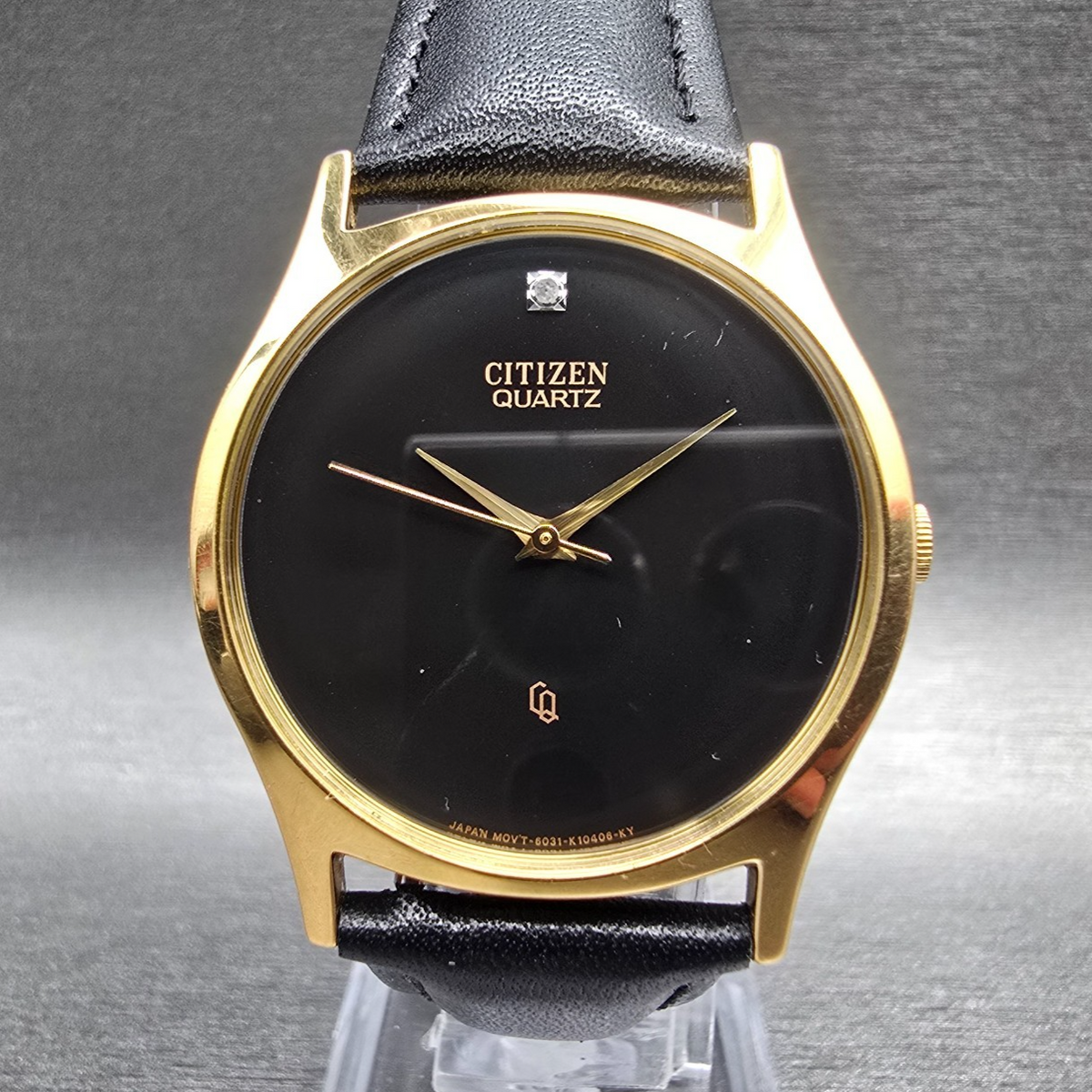 Citizen CQ Watch Men 32mm Black Dial Gold Tone Round 6031-K02716 New Battery JP0