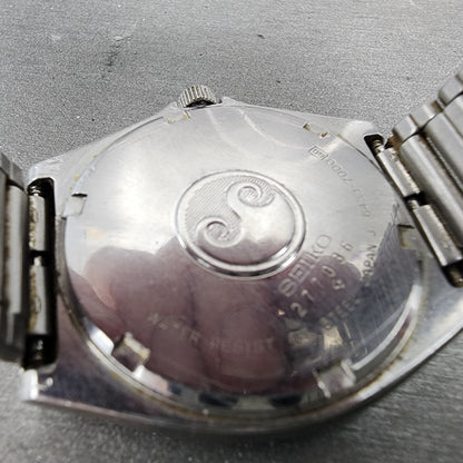 Seiko Silver Wave Watch Men 35mm Black Dial Silver Tone Daydate 64337000 PARTS10