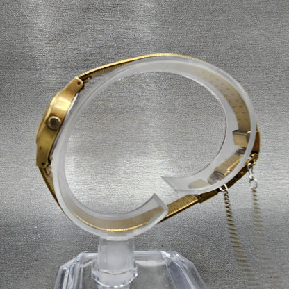 Seiko SX Watch Women 20mm Gold Dial Gold Tone Round 8Y21-0020 New Battery