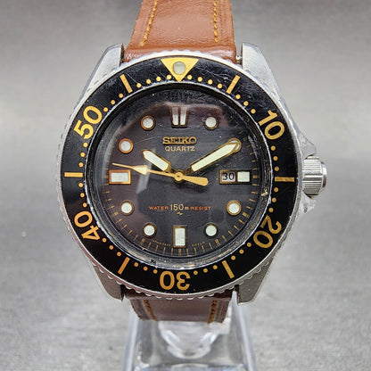 Seiko Diver Watch Women 34mm Black Dial Silver Tone Date 26250010 New Battery0