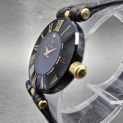 H stern Safira Watch Women 24mm Blue Dial 18K Gold Steel Round New Battery2