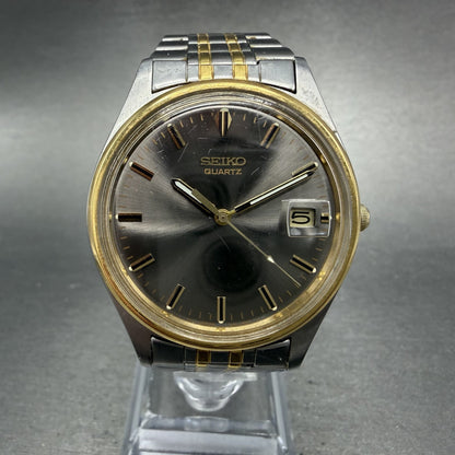 Seiko Watch Men 35mm Black Dial Two Tone Date Round 7N82-8A30 New Battery0