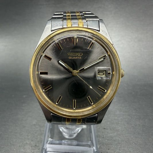 Seiko Watch Men 35mm Black Dial Two Tone Date Round 7N82-8A30 New Battery0
