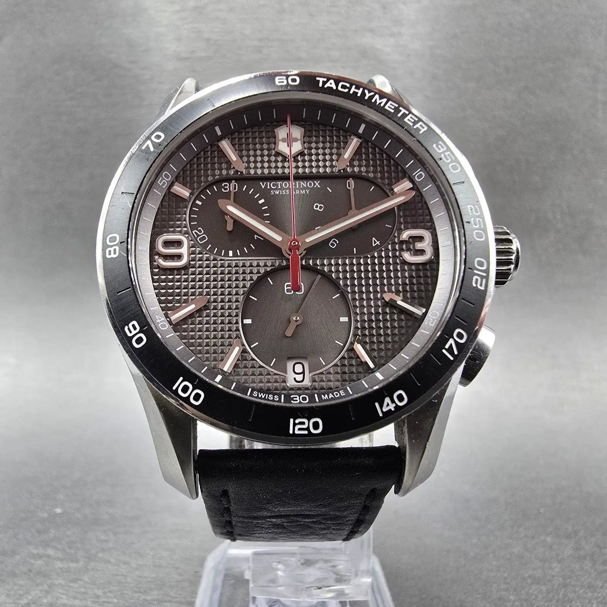 Victorinox Swiss Army Chrono Classic Watch Men 41mm Gray Dial Steel Date NewBatt5