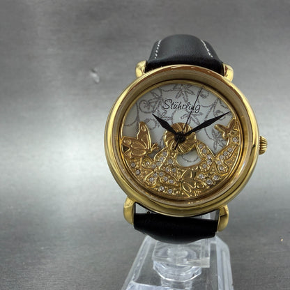 Stuhrling Jezebel Watch Women 29mm White Dial Gold Tone Round New Battery5
