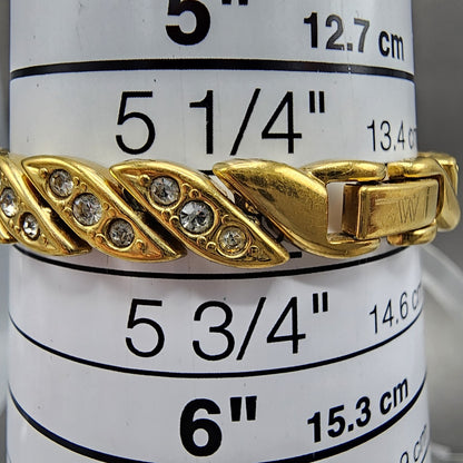 Wittnauer Watch Women 19mm Gold Dial Gold Tone Round Crystal Accents New Battery