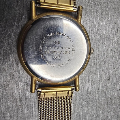 Skagen Watch Men 35mm Silver Dial Gold Tone Small Seconds Round 5LGG New Battery10